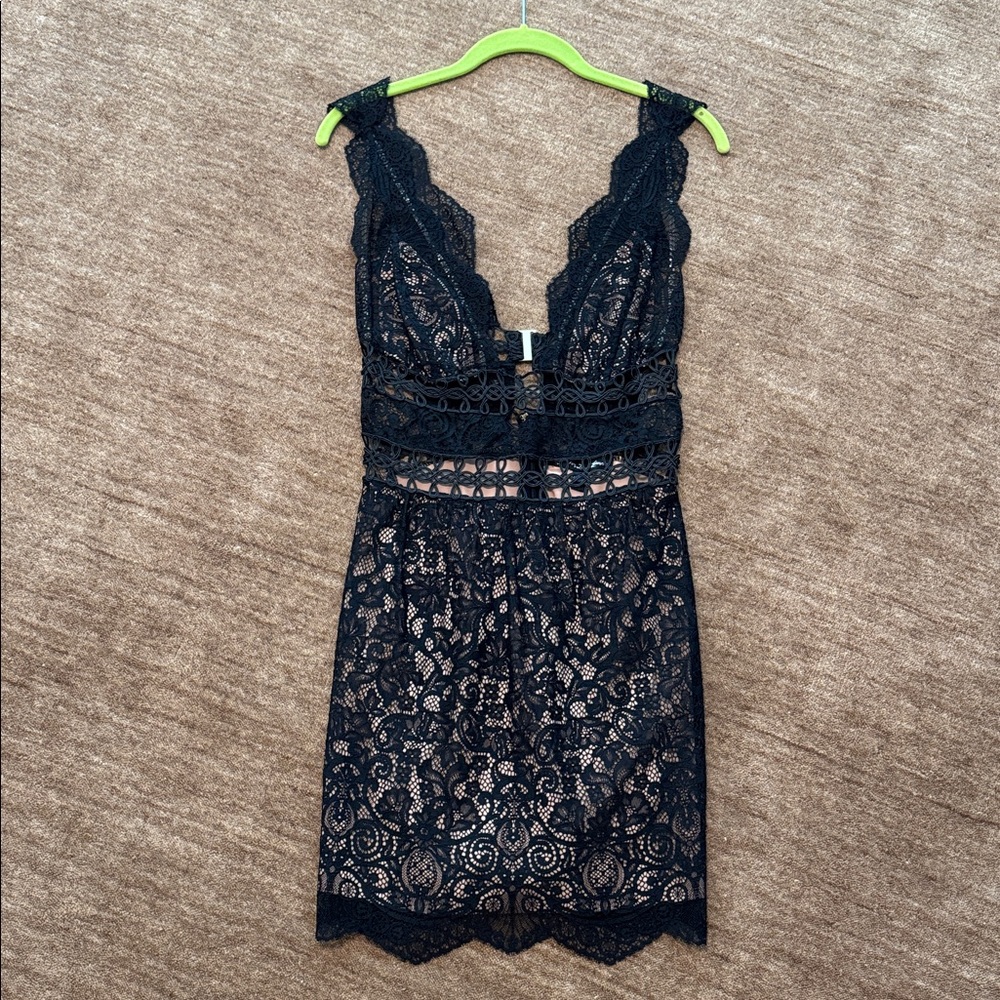 For Love And Lemons Black Lace Mini Dress